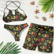 Weed Leaf 420 Rasta Combo Sexy Summer Bikini 2-piece Bikini and Hawaiian Short