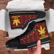 Christmas weed tartan pattern Unisex High Top Canvas Shoes