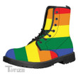 Lgbt Pride Rainbow Striped Print Leather Boots