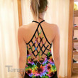 Weed Sunflower Rainbow Color Criss-Cross Open Back Cami Tank Top