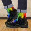 LGBT rainbow water color Leather Boots