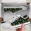 Weed leaf lgbt rainbow hologram color Low Top Canvas Shoes