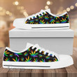Weed leaf lgbt rainbow hologram color Low Top Canvas Shoes