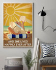 Beach Sun Summer Reading Book Wine And She Lived Happily Ever After Wall Art Print Poster
