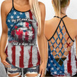 Weed USA Lips Criss-Cross Open Back Cami Tank Top
