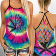 Weed Tie Dye I'm Blunt Because God Rolled Me That Way Criss-Cross Open Back Cami Tank Top