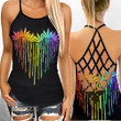 Weed Leaf LGBT Heart Criss-Cross Open Back Cami Tank Top