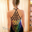 Weed Leaf LGBT Heart Criss-Cross Open Back Cami Tank Top