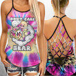Weed dont care bear tie dye Criss-Cross Open Back Cami Tank Top