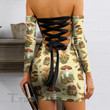 Mushroom color pattern Bandage Off Shoulder Dress