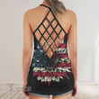 Weed love sunflower america Criss-Cross Open Back Cami Tank Top