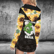 Weed Lip Don't Care Bear Sunflower Hoodie Off Shoulder Dress