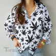 Weed leaf blak pattern Linen Casual Shirt