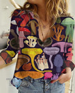 Mushroom pattern psychedelic color Linen Casual Shirt