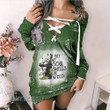 Weed halloween witch i bet my soul Lace-Up Criss Cross Sweatshirt Dress