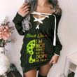 Black Queen I'm not perfect but I'm Dope Af Lace-Up Criss Cross Sweatshirt Dress