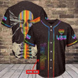 LGBT Skull Love Is Love Custom Name Baseball Shirt