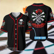 Skull Born To Dart Custom Name Baseball Shirt