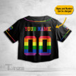 LGBT Pride Rainbow Color Custom Name Crop Top Baseball Shirt