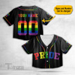 LGBT Pride Rainbow Color Custom Name Crop Top Baseball Shirt