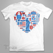 Heart shape Independence day Graphic Unisex T Shirt, Sweatshirt, Hoodie Size S - 5XL