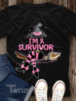 Breast Cancer Awareness Witch I'm A Survivor Graphic Unisex T Shirt, Sweatshirt, Hoodie Size S - 5XL