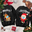 Couple Christmas Shirt Merry Christmas Funny Deer Santa Claus Graphic Unisex T Shirt, Sweatshirt, Hoodie Size S - 5XL
