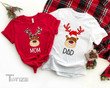 Christmas Couple Matching Shirt Mom and Dad matching Deer Graphic Unisex T Shirt, Sweatshirt, Hoodie Size S - 5XL