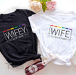 LGBT Couple Matching Shirt Lesbian Wife Rainbow Graphic Unisex T Shirt, Sweatshirt, Hoodie Size S - 5XL