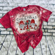 Merry Christmas Gnome Bleach T Shirt Sublimation Tee Merry Bleached T-Shirt