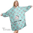 Cow Holy Cow Christmas Oodie Oversized Hoodie Blanket