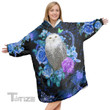 Owl Beautiful Flowers Christmas Oodie Oversized Hoodie Blanket