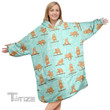 Sloth Yoga Pattern Christmas Oodie Oversized Hoodie Blanket