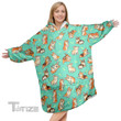 Corgi Jolly Happy Pattern Style Christmas Oodie Oversized Hoodie Blanket
