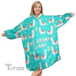 Llama No Drama Pattern Style Christmas Oodie Oversized Hoodie Blanket
