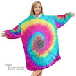 Hippie Sunflowers Tie Dye Christmas Oodie Oversized Hoodie Blanket