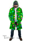 Christmas Lights Green Hooded Cloak Coat