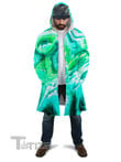 Green Schism Hooded Cloak Coat