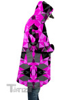 Pink and Black Geo Hooded Cloak Coat