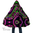 Pink and Green Blackout Drip Hooded Cloak Coat