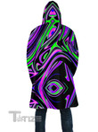 Violet and Lime Blackout Drip Hooded Cloak Coat