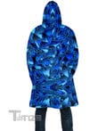 Blue Chromatic Melt Hooded Cloak Coat