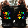 Valentine 2023 She's Mine I'm Her Personalized Couple Hoodie Graphic Unisex T Shirt, Sweatshirt, Hoodie Size S - 5XL