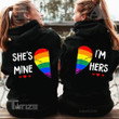 Valentine 2023 I'm Her She's Mine Personalized Couple Hoodie Graphic Unisex T Shirt, Sweatshirt, Hoodie Size S - 5XL