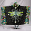 Mystical Dragonfly Mandala Hooded Blanket  Sacred Geometry Hooded Blanket