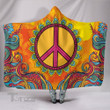 Spiritual Hippie Peace Symbol Hooded Blanket  Bright Orange Hooded Blanket
