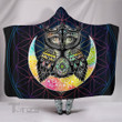 Electro Owl Hooded Blanket  Celestial Flower of Life Sacred Hooded Blanket