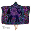 Hypnotic Tribal Elephant Hooded Blanket  Colorful Animal Hooded Blanket