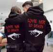 Valentine 2023 Love to Death Skull Personalized Couple Hoodie King Queen Graphic Unisex T Shirt, Sweatshirt, Hoodie Size S - 5XL