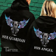 Valentine 2023 Personalized Couple Shirts Her Guardian His Angel Biker Graphic Unisex T Shirt, Sweatshirt, Hoodie Size S - 5XL
